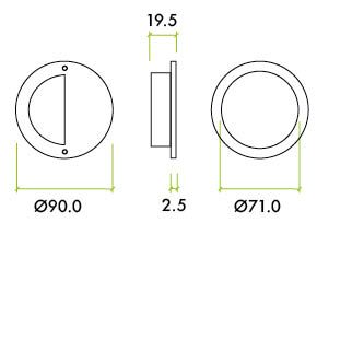 Alternative view of Half Moon Flush Pull 90mm Diameter Stainless Steel Recessed Door Handle
