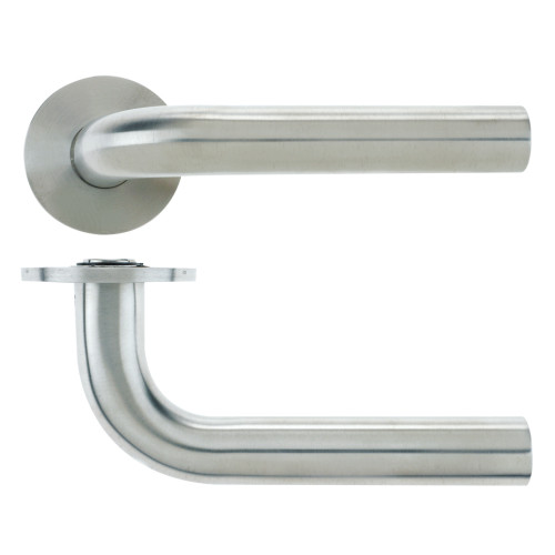 21mm Radius Lever Grade 304 Stainless Steel 52 x 4mm Unsprung Round Rose Door Handle