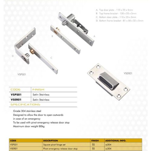 Alternative view of Square Pivot Hinge Set Heavy Duty Door Hardware Durable Modern Design