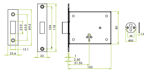 Alternative view of Square Forend Strike and Escutcheon Pack Compatible with ZFB02 Fire Brigade Lock