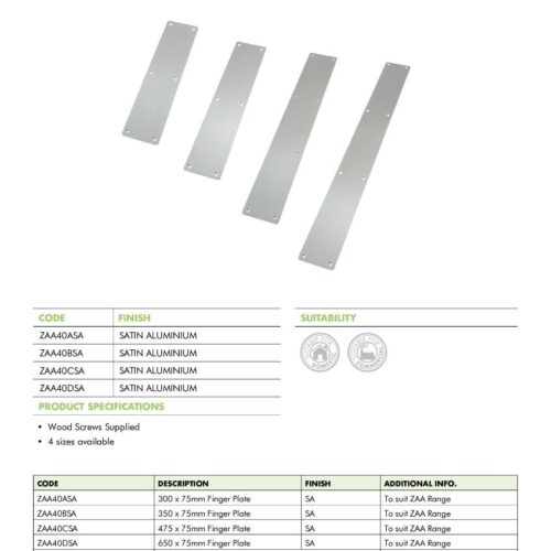 Alternative view of Finger Plate 650 x 75mm Stainless Steel Door Handle Protective Plate