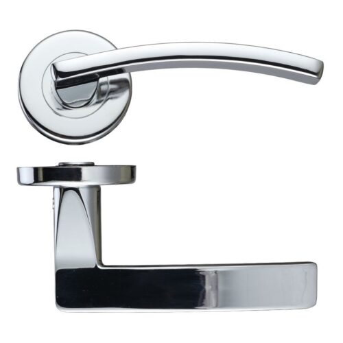 Toledo Lever Handle on 52mm x 8mm Round Sprung Rose Sleek Modern Internal Door Handle Design
