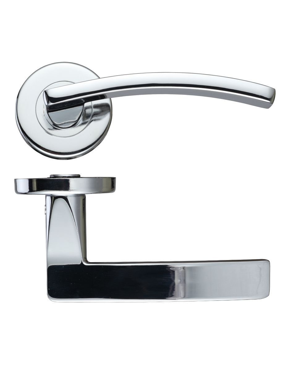 Toledo Lever Handle on 52mm x 8mm Round Sprung Rose Sleek Modern Internal Door Handle Design