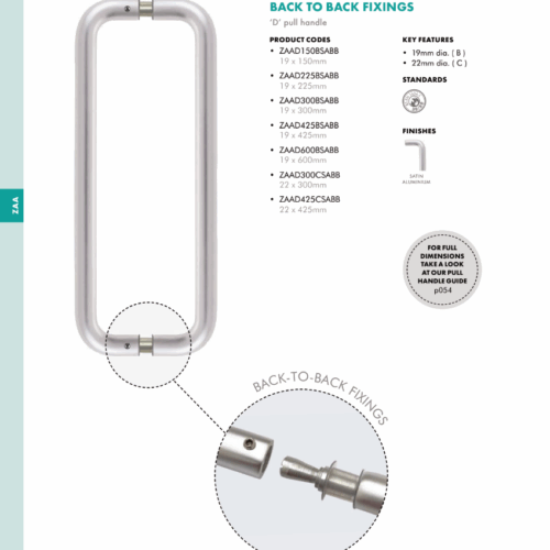 Alternative view of Pair of 19mm D Pull Handles Stainless Steel Complete with Back to Back Fixings