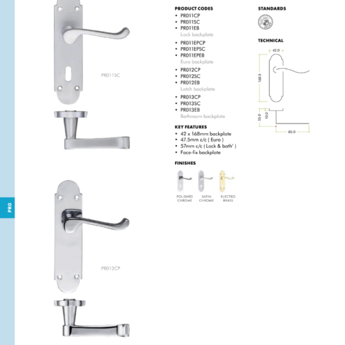 Alternative view of Project Oxford lever on lock backplate - 168mm x 42mm
