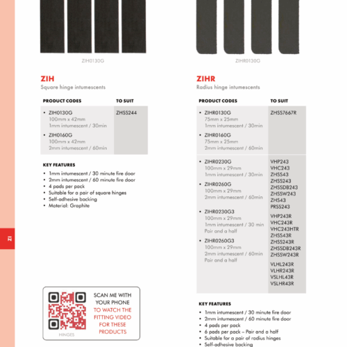 Alternative view of 2mm 100mm x 30mm Intumescent to suit Vier and Zoo 102x76mm Hinges - 4 Pads per Pack - Graphite