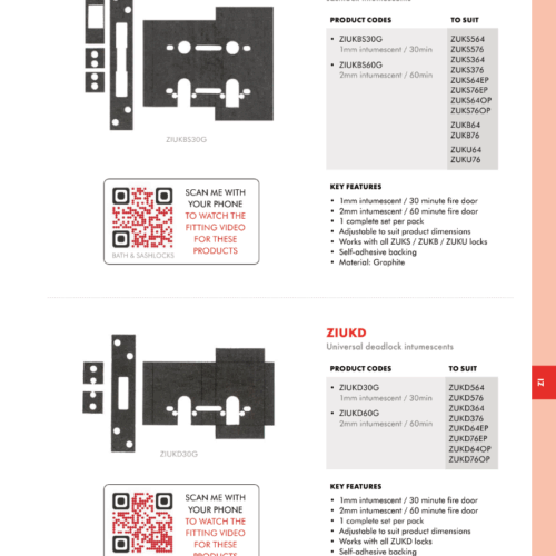 Alternative view of 1mm Universal Deadlock Intumescent to suit ZUKD