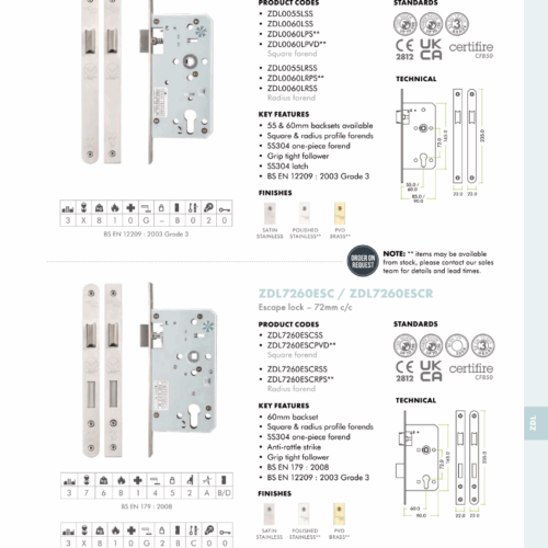 Alternative view of Din Latch Backset 60mm Mortice Door Lock