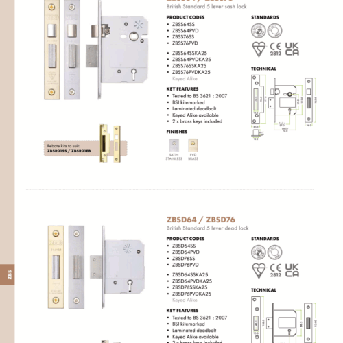 Alternative view of British Standard 5 Lever Sashlock 76mm High Security Mortice Door Lock