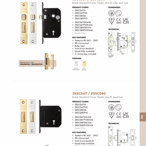 Alternative view of British Standard 5Lever Sashlock High Security Mortice Door Lock