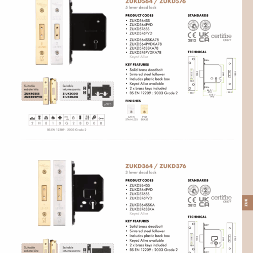 Alternative view of 5 Lever Deadlock High Security Mortice Lock Durable Door Lock