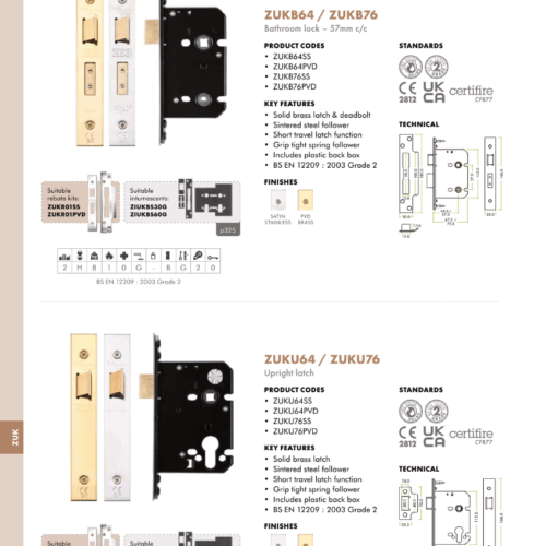 Alternative view of Bathroom Lock 76mm Complete with PVD Forend and Strike Stainless Steel Privacy Lock