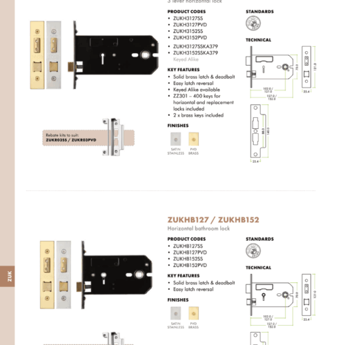 Alternative view of 3 Lever Horizontal Lock 152mm Mortice Door Security Lock