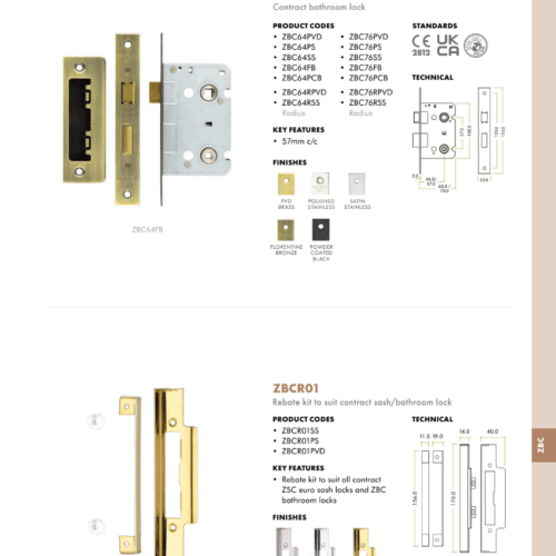 Alternative view of Rebate Kit to Suit Contract Sash Bathroom Lock Door Hardware Replacement