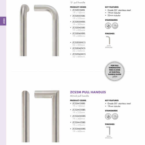 Alternative view of 19mm Mitred Pull Handle Grade 201 Stainless Steel Bolt Through Fixings