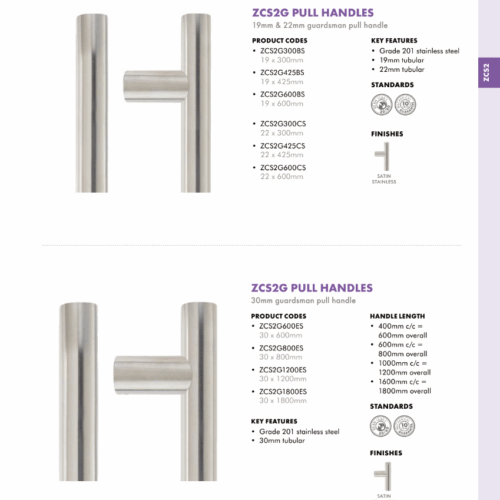Alternative view of 19mm Guardsman Pull Handle Grade 201 Stainless Steel Bolt Through Fixings