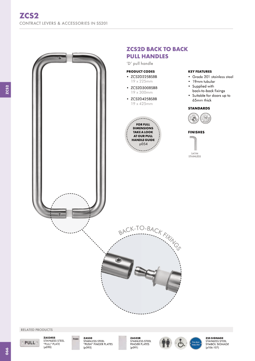 Pair of 19mm D Pull Handles Grade 201 Stainless Steel Complete with Back to Back Fixings - Image 2