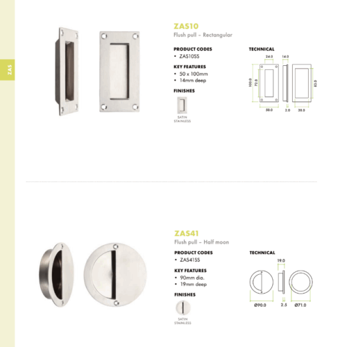 Alternative view of Flush Pull 100mm x 50mm Stainless Steel Recessed Door Handle