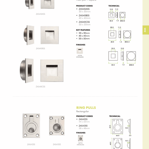 Alternative view of Square Flush Pull 30mm x 30mm Stainless Steel Recessed Door Handle