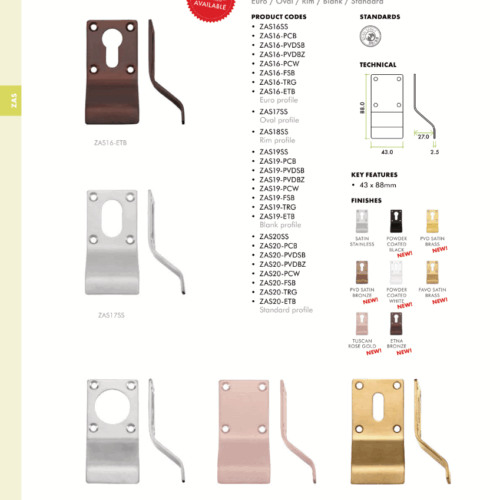 Alternative view of Cylinder Latch Pull Oval Profile 88mm x 43mm Door Handle Durable Modern Style