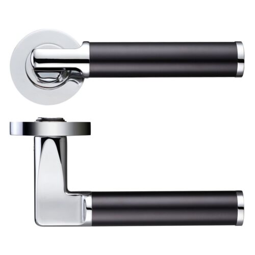 Milan Lever on 50mm x 8mm Round Sprung Rose Stylish Stainless Steel Internal Door Handle