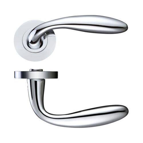 Verona Lever Handle on 50mm x 8mm Round Sprung Rose Elegant Modern Internal Door Handle Design