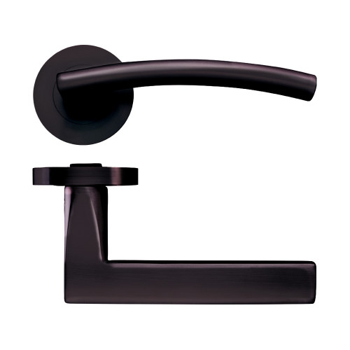 Amalfi Lever on Round Rose 50 x 8mm Sprung Screw On Rose Stainless Steel Door Handle