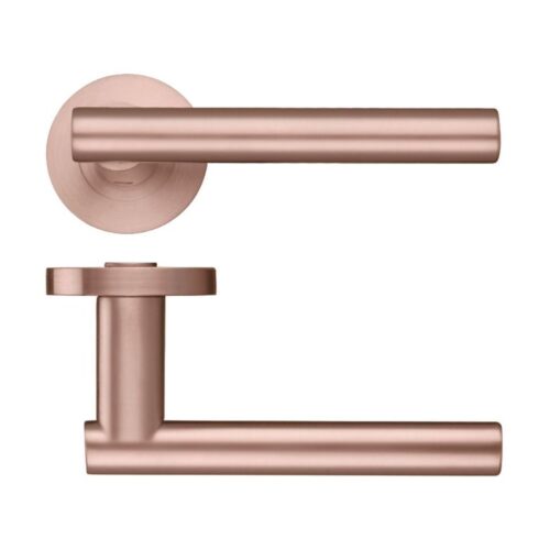 Lucca Lever on 50mm x 8mm Round Sprung Rose Stainless Steel Contemporary Door Handle