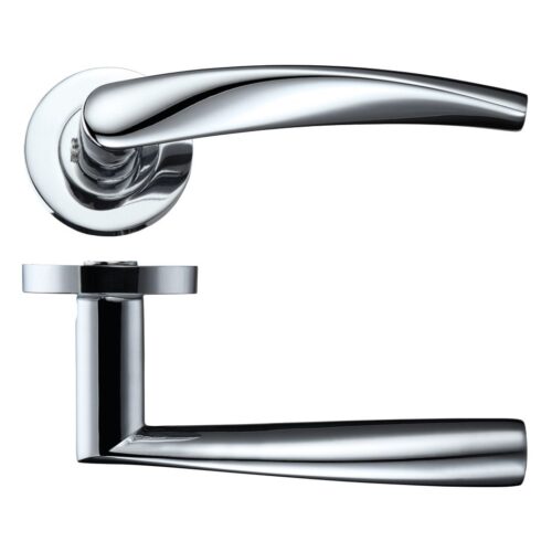 Vesta Lever Handle on 50mm x 8mm Round Sprung Rose Contemporary Sleek Internal Door Handle Design