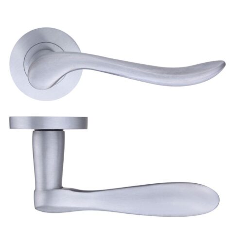 Lincoln Lever on 50mm x 8mm Round Sprung Rose Stainless Steel Modern Door Handle