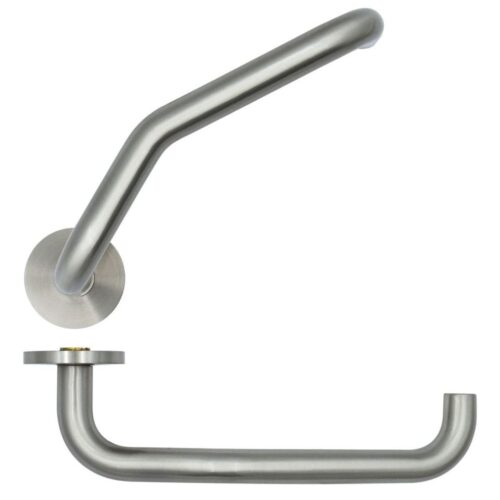 Anti Germ Cranked Return to Door Lever on 6.5mm Rose Stainless Steel Door Handle