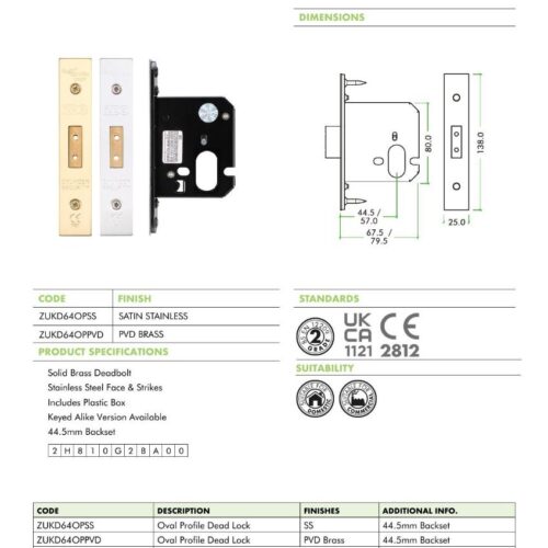 Alternative view of Oval Profile Deadlock High Security Mortice Lock Durable Door Lock